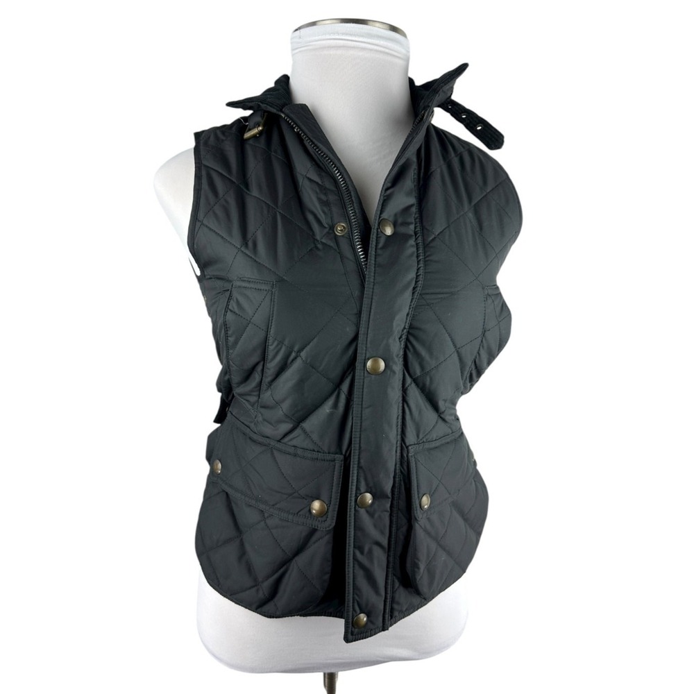 Polo Ralph Lauren Diamond Quilted Vest XS Black Full Zip Corduroy Collar Belt - Picture 4 of 16